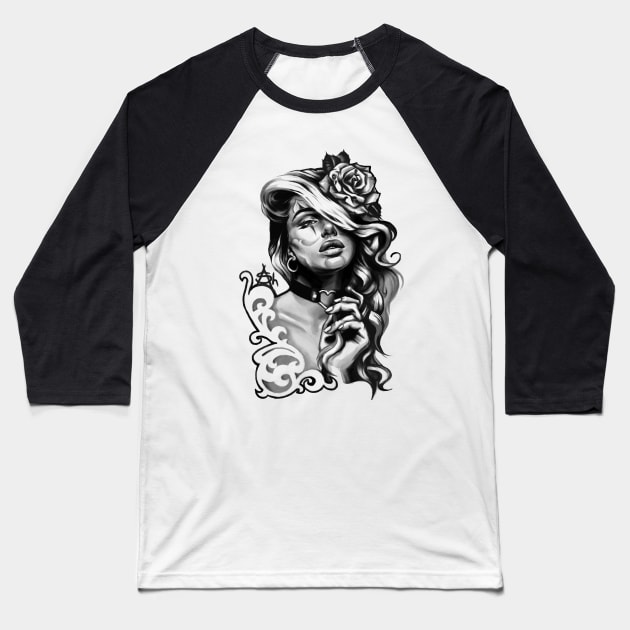 Chicano girl Baseball T-Shirt by ashmidt